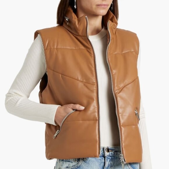 WALTER BAKER Landon Quilted Lamb Leather Puffer Vest Small New - Picture 5 of 12